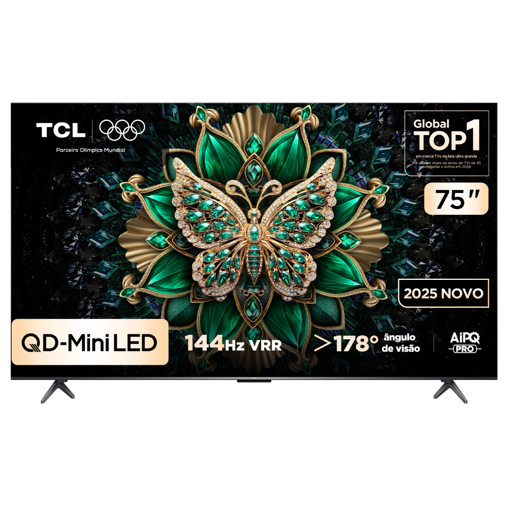 Smart TV TCL 75 Polegadas QLED Mini LED 4K C6K WiFi Bluetooth Google TV 4 HDMI 144Hz HDR10+ 75C6K
