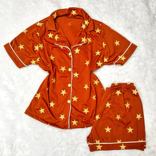 Pijama Feminino short doll americano estampado amamentação blogueira botões abertura frontal malha