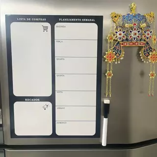 Planner Semanal Mensal Magnetico Ima De Geladeira Com Caneta