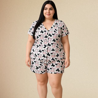 Pijama Feminino Americano Curto Plus Size Aberto Com Botões Amamentação em Oferta na Shopee