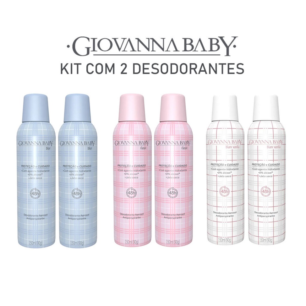 Kit com 2 Desodorantes Aerosol Giovanna Baby