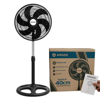 Ventilador Lopazzi de pé com Ajuste de Altura Coluna Pedestal 40cm 30cm com 6 pás oscilante TURBO Argos