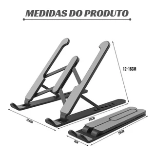 Suporte Para Notebook Ipad Tablet em Alumínio Ajustável Dobrável Ergonômico Resistente LEY-2180