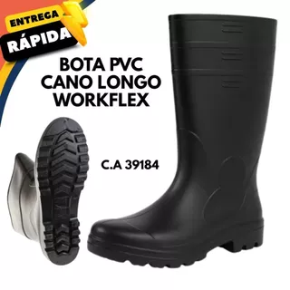 Bota PVC Galocha Limpeza EPI Cano Longo Preta Workflex