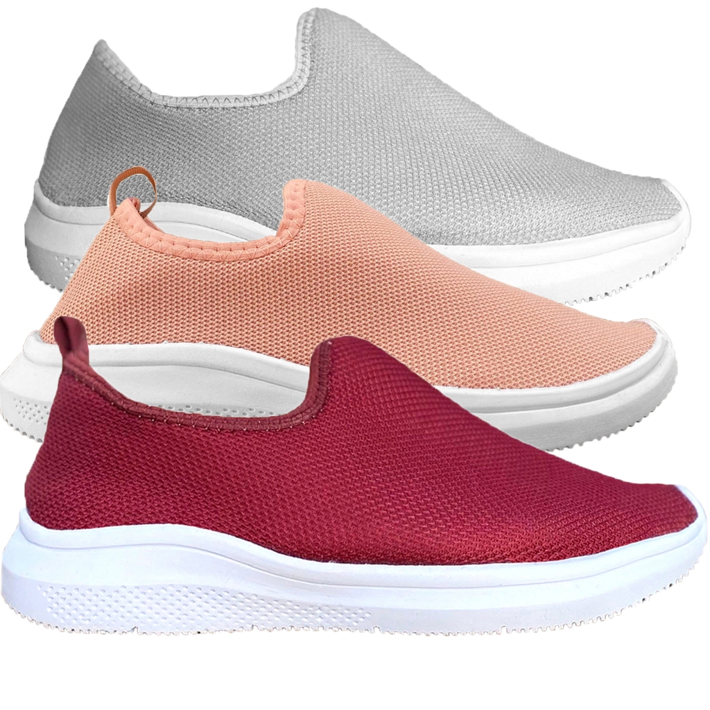 Kit Tênis Meia Calce Fácil Slip On Calceus Academia Caminhada