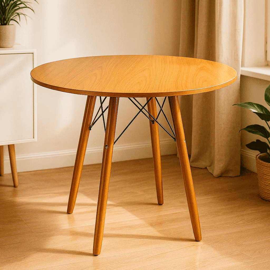Mesa de Jantar 4 Lugares Eiffel 90cm Redonda com pés de madeira