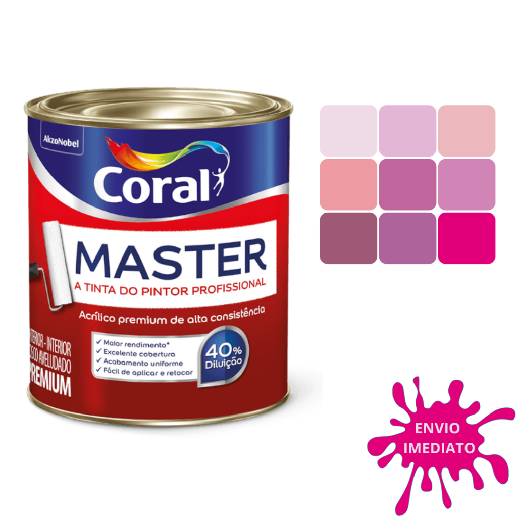 Tinta Rosa pra Parede Anti Mofo Acrílica Fosca Coral 800ml - Escolha o ...