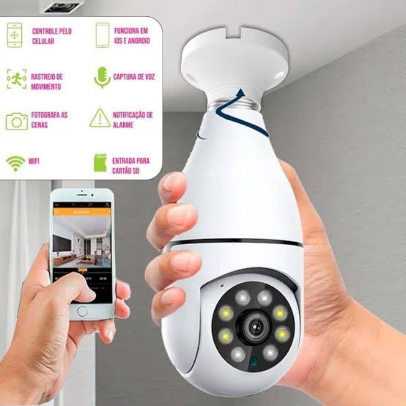 Câmera Lâmpada 360º com Visão Noturna e Wi-Fi | Shopee Brasil