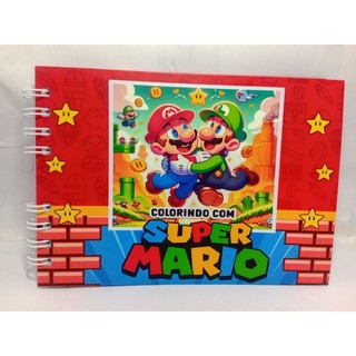 Livro de colorir Super Mario Bros A5 - tamanho 14,8 cm x 21cm em Oferta na Shopee
