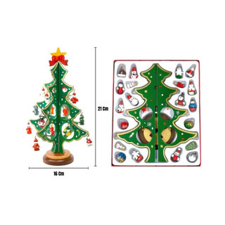 Mini Arvore De Natal Em Madeira 24 Peças enfeites para decoração