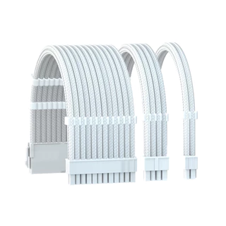 Cabo Extensão Sleeved Full Branco Computador Placa Mãe 24 Pin GPU PCI-E 8 Pin (6+2) CPU 8 Pin (4+4)