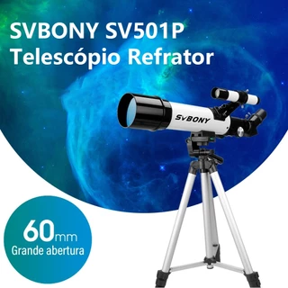 Telescópio Luneta Astronômico Refrator 400x60mm Svbony Sv501P com Tripé e Adaptador para Celular