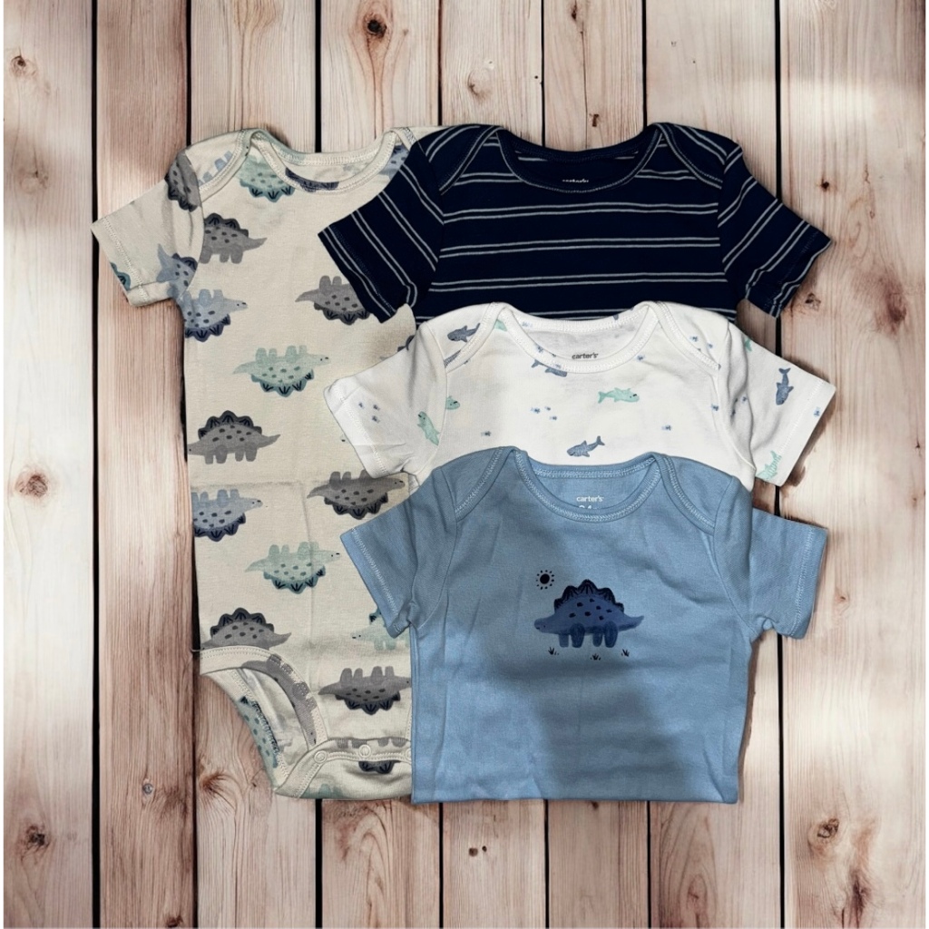 Kit 4 Bodys Manga Curta Bebê Dinossauro Carter's Importado em Oferta na Shopee
