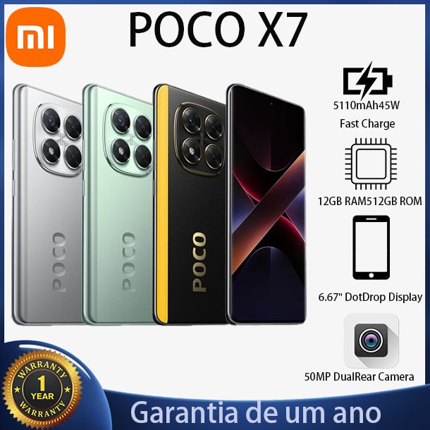 Celular xiaomi original POCO X7 5G 8GB ou 12GB RAM256GB ou 512GB C¢mera 50MP NFC barato novo