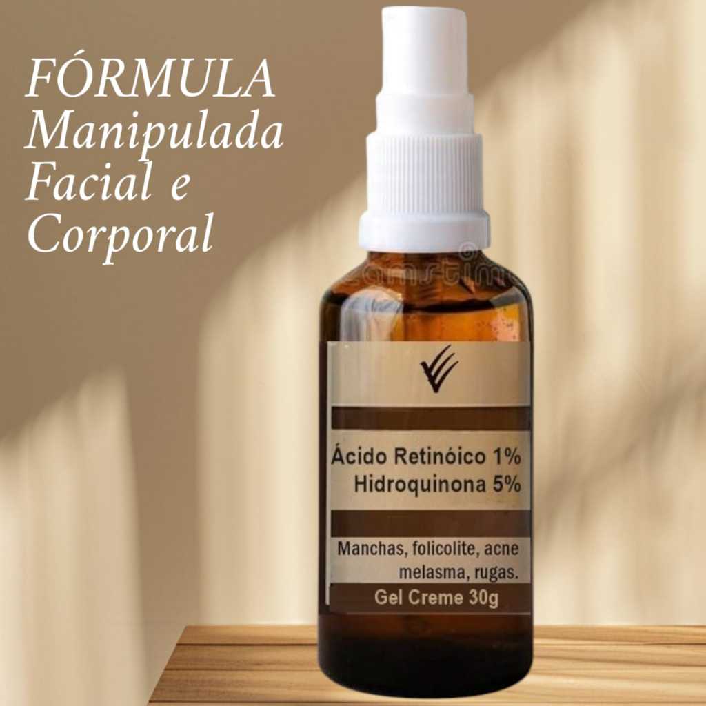 Gel creme 1% Ácido Retinóico 5% Hidroquinona 30g Clareadora Melasma ...