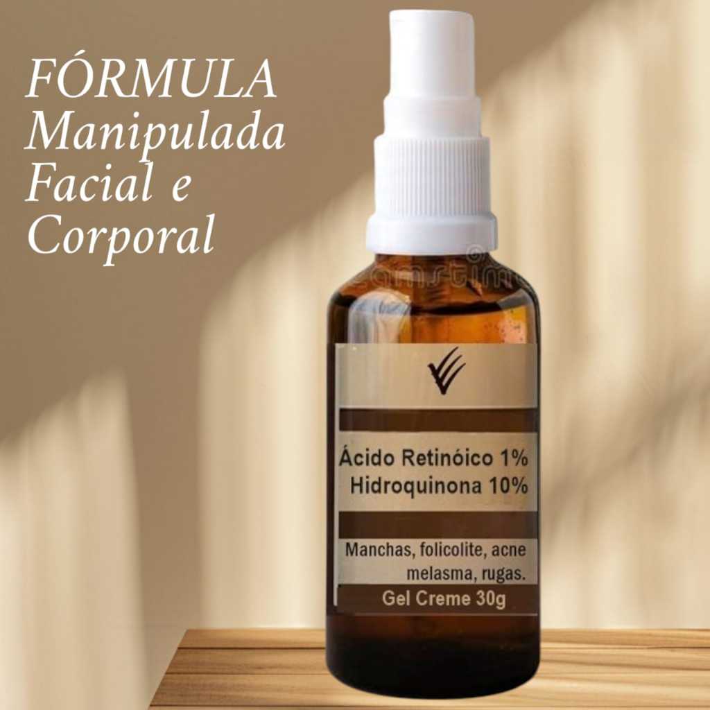 Gel Creme 1% Ácido Retinóico 10% Hidroquinona 30g Clareadora Melasma ...