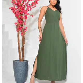 Vestido Longo  de Alcinha Moda Femenina com lastex nas costas em Oferta na Shopee