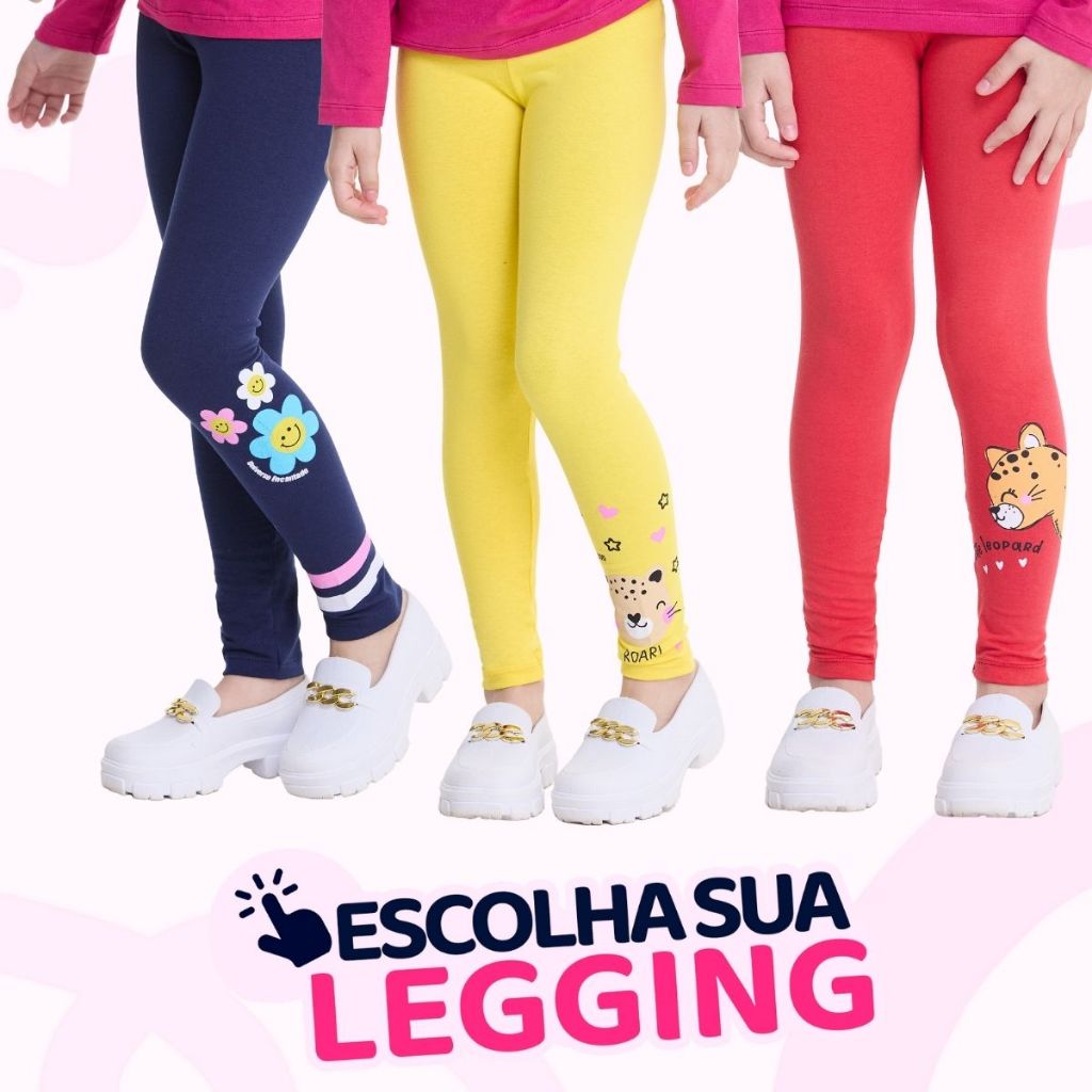Escolha sua Calça Legging Infantil Menina Feminino Cotton Juvenil Leggi Bebe Estampada L09
