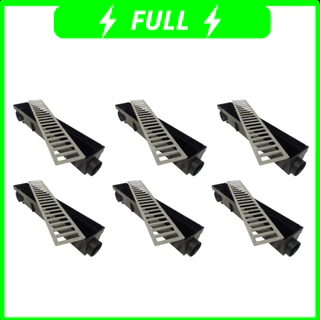 6 ralo linear 8x50cm grelha com caixa coletora para área externa, garagem, piscina, quintal