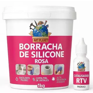 Borracha de silicone rosa | Média flexibilidade | 1kg + Catalisador + luvas - Ideal para artesanatos