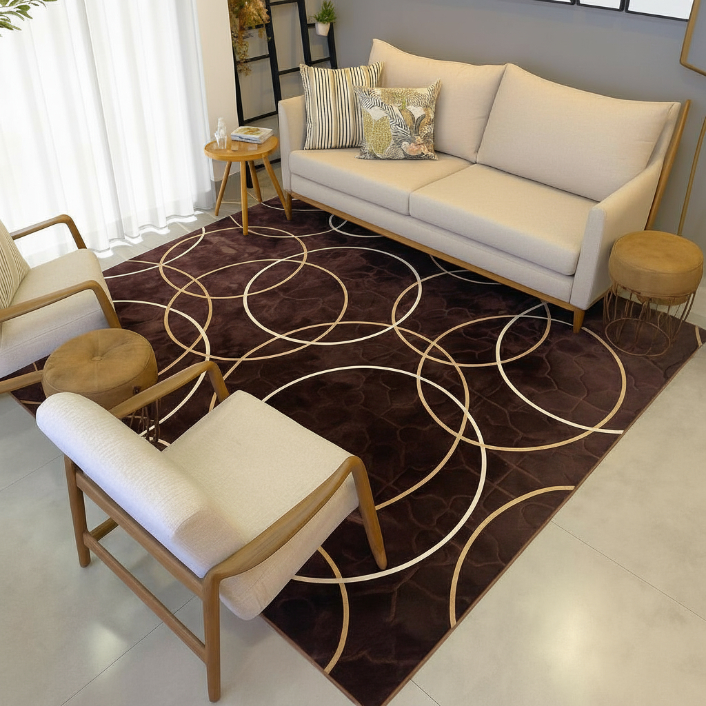 Tapete para Sala 300x200 Moderno Luxuoso Aveludado Pelo Baixo Macio Antiderrapante Decorativo Sofisticado