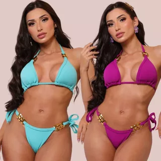 KIT 2 Biquínis Feminino Cortininha Com Bojo Removível Elegante em Oferta na Shopee