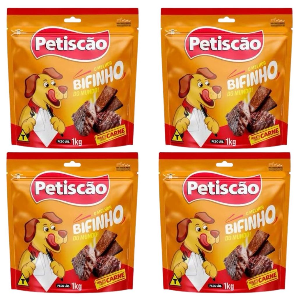 Kit 4 Bifinhos Tablets Mastigáveis de Carne Para Cães Embalagem de 1kg - Petiscão em Oferta na Shopee