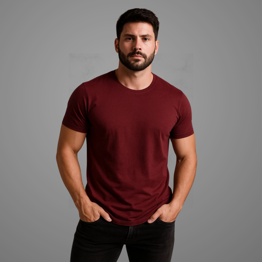Camiseta Masculina 100% Algodão Lisa Reta Manga Curta Confortável