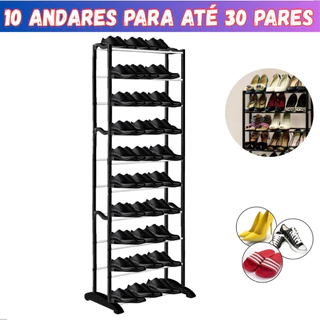 Sapateira Vertical Organizadora Para até 30 Pares com 10 Prateleiras Para Todo Tipo de Calçado em Oferta na Shopee