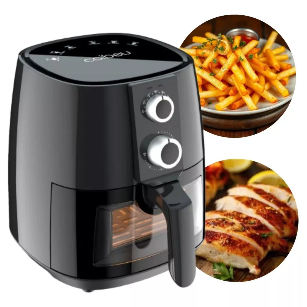 Fritadeira Eletrica Air Fryer 3.8l Preto 127v 220v 1350W Coibeu