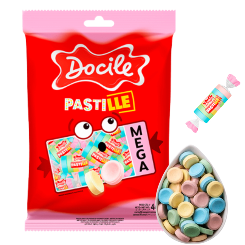Bala Pastille Mini 240g com 100 Embalagens C/ 12 Unidades Docile ...