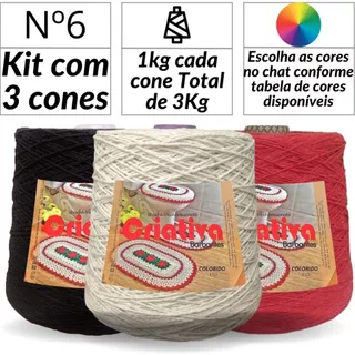 Kit 3 Unidades Barbante Criativa 1Kg N.º 6 Cores Predefinidas em Oferta na Shopee