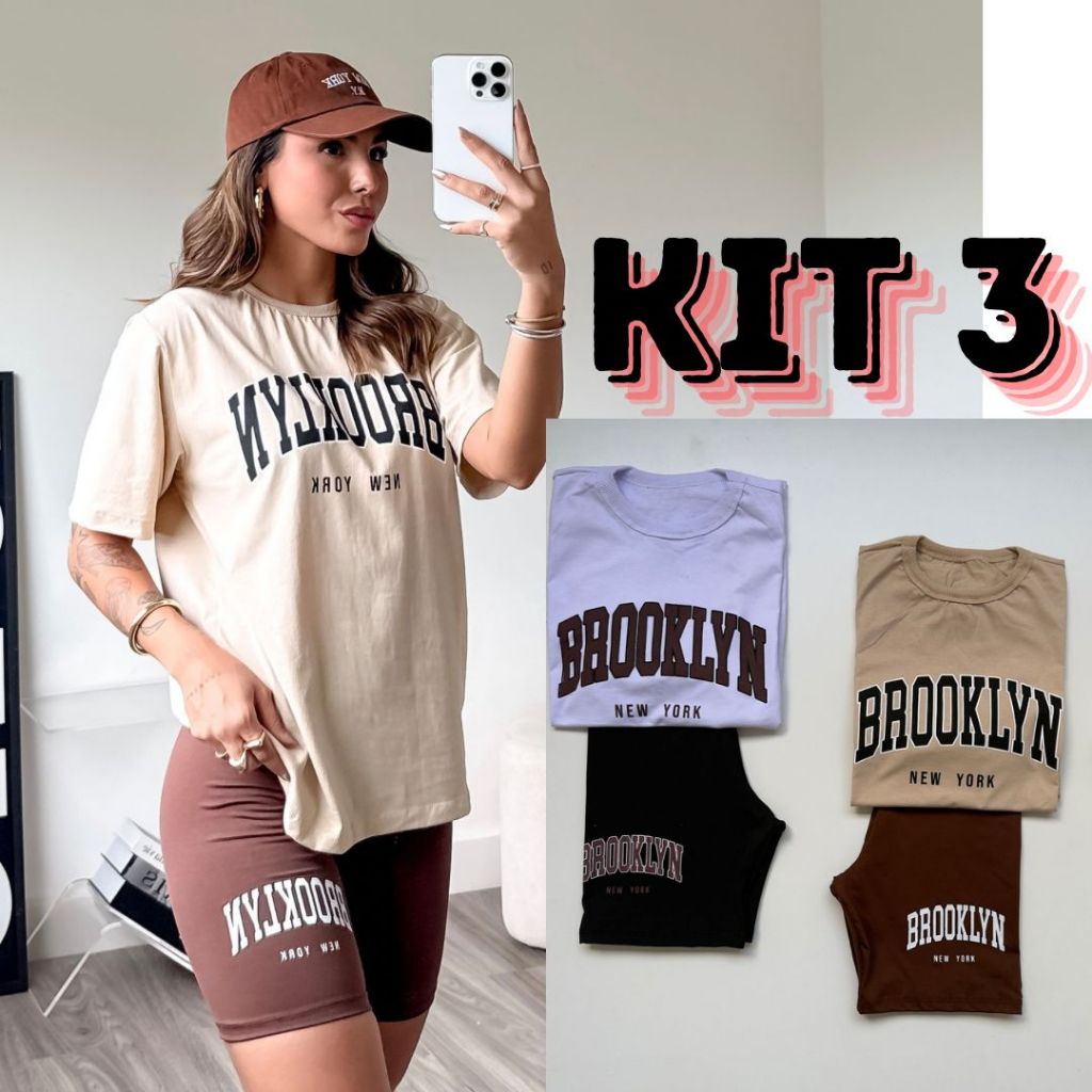 kit 3 Conjunto feminino Blusão bermuda legging camiseta feminina short legging conjunto academia Conjunto academia em Oferta na Shopee