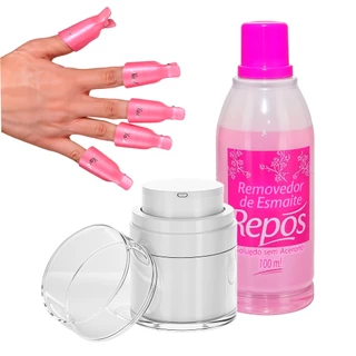 Kit Completo Remoção Esmalte Sem Acetona Unhas Gel Clipes, Pump Dosador Acrílico em Oferta na Shopee