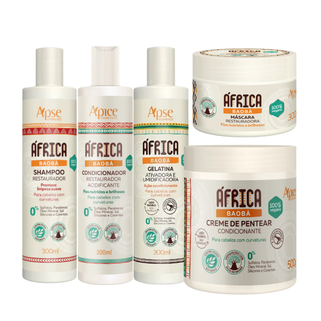 Kit Apice 500g: Shampoo Condicionador Gelatina Creme de Pentear e ...