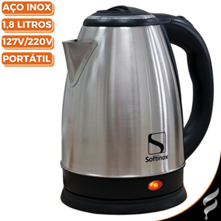 Chaleira Elétrica 127V/220V Térmica Bule Aço Inox 1,8 Litros  Chaleira Elétrica Ferve Água Chá