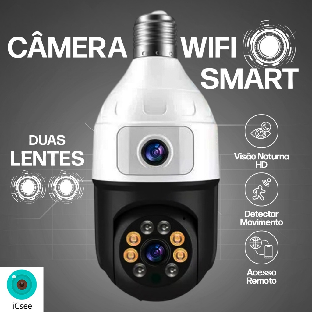 Câmera De Segurança Wifi Com 2 Lentes Dupla Full HD Visão Noturna ...