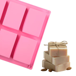 Molde de Silicone Sabonete Artesanal Retangular Liso 100g Forma Vela Resina Doces 6 Cavidades