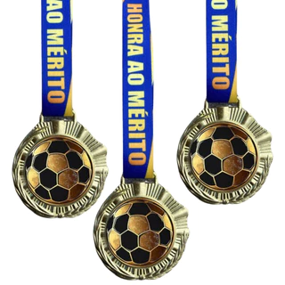 Kit 10 Medalhas Para Futebol Premiação Esporte 60mm Com Cordão Honra ao Mérito