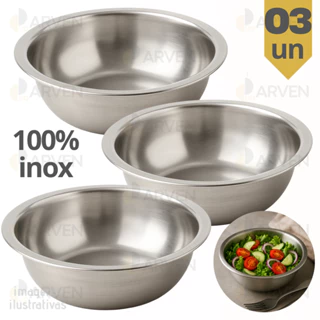 Jogo 3 Tigelas 15cm De Inox Multiuso Laradore Bowl Saladeira