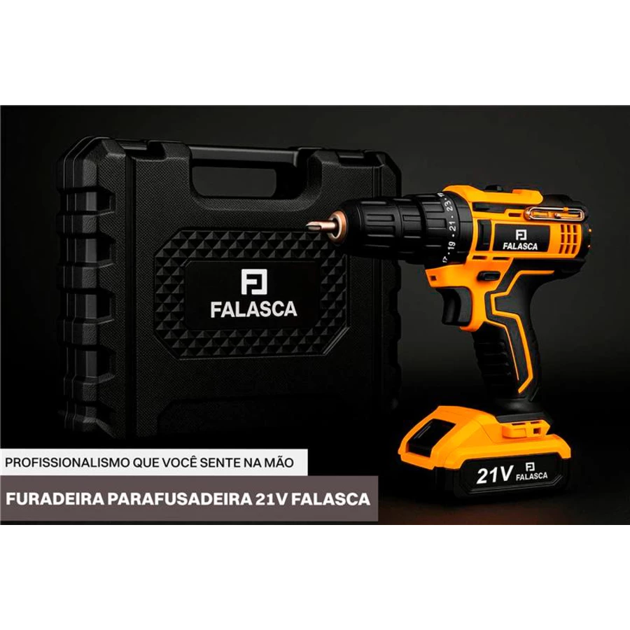 PARAFUSADEIRA E FURADEIRA A BATERIA PF21B2 21V COM DUAS BATERIAS F02 4979 - FALASCA