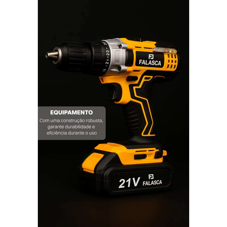 PARAFUSADEIRA E FURADEIRA A BATERIA PF21B2 21V COM DUAS BATERIAS F02 4979 - FALASCA
