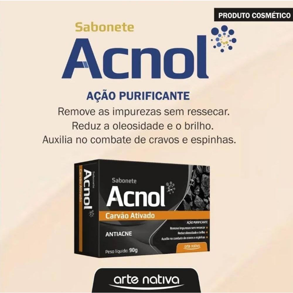 sabonete acnol carvao ativado 90g arte nativa | Shopee Brasil