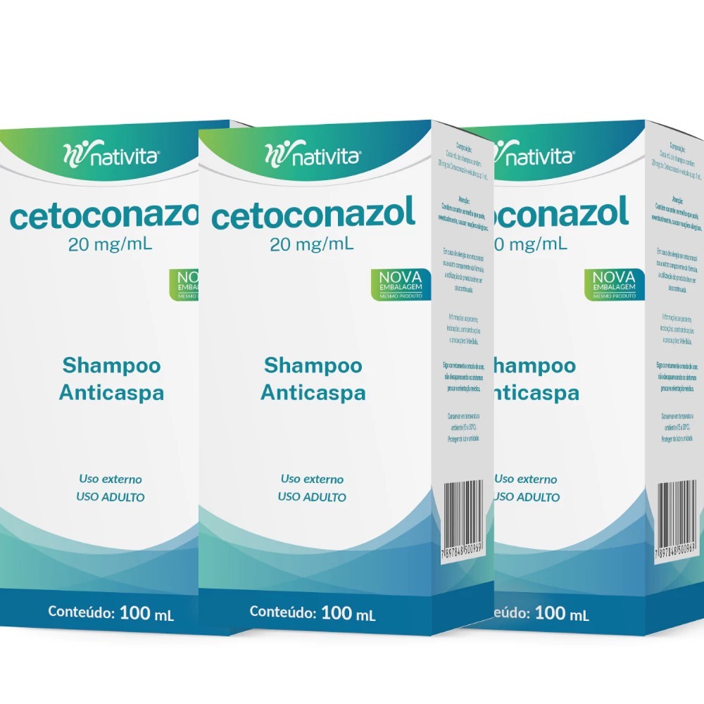 Kit com 3 Shampoo Anticaspa Coceira e Dermatite Seborreica Cetoconazol ...