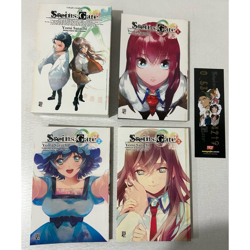 Steins Gate - Coleção completa em 3 volumes com caixa (mangás