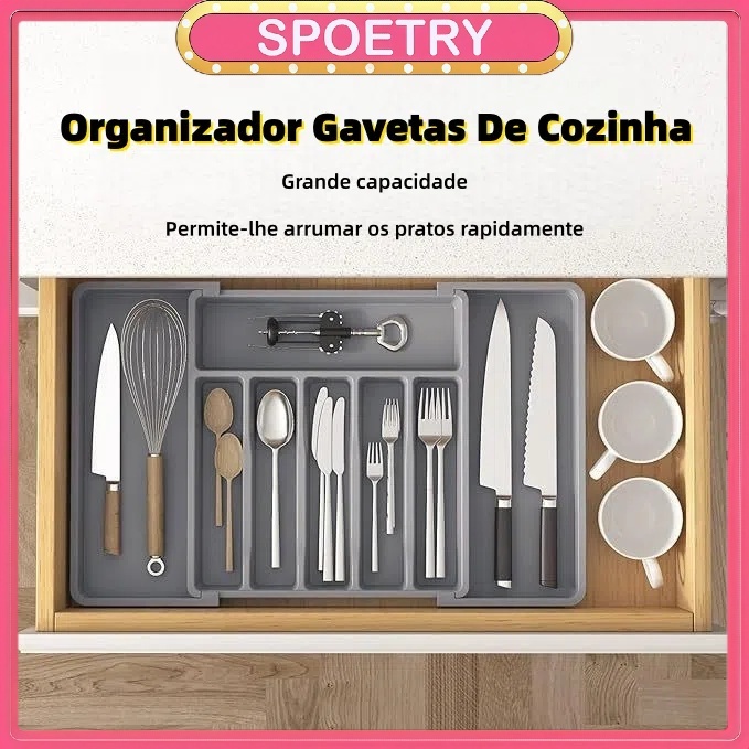 Organizador De Gavetas De Cozinha Organizador De Utensílios Ajustável ...
