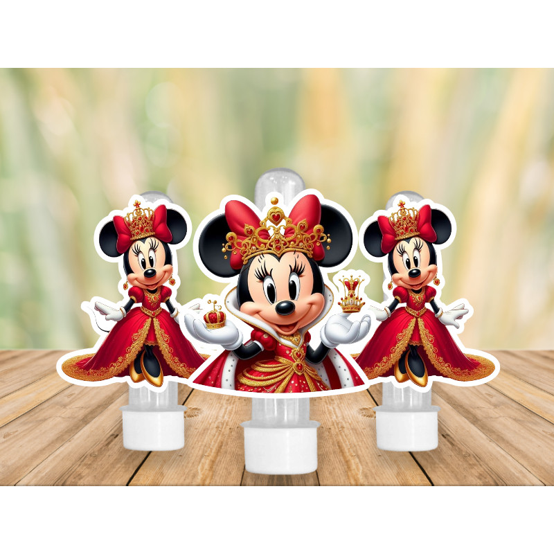 Apliques para Tubete Doces Bolo - Minnie Vermelha Realeza - Lembrancinhas Divertidas para Sua Festas