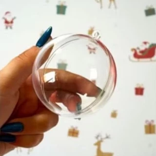 Bolinha de Natal 6,5 Esfera Acrílica kit 20 unds, Com encaixe para fotos