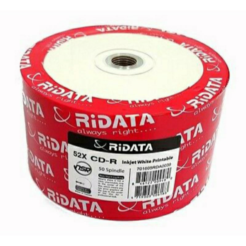 50 CD-R PRINTABLE RIDATA 700MB 80MINUTOS 52X | Shopee Brasil