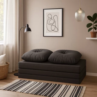Sofá Cama Puff Colchonete 3 em 1 Retrátil Dobrável Compacto Confortável Para Descanso e Decoração